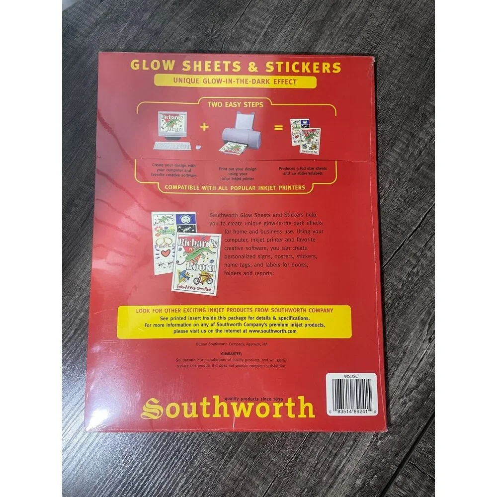 New Glow sheets & Stickers InkJet printable repositionable 5 Sheets
